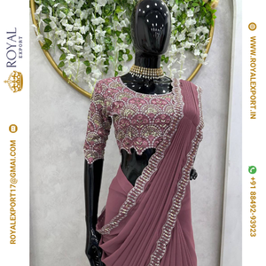 Looking Beautiful Designer Faux Georgette Thread And Sequence work Saree collection - Product Image 5