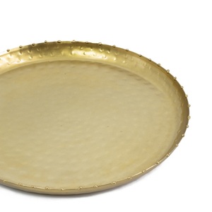 Plateau de service rond en acier inoxydable doré mat de luxe, plateau décoratif en métal pour bougies, organisateur de bijoux, plateau de table basse - Product Image 2