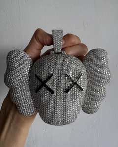 Unique Iced Out Character Face Pendant VVS Moissanite Diamond 925 <b>Silver</b> Rapper Style <b>Necklace</b> - Product Image 4