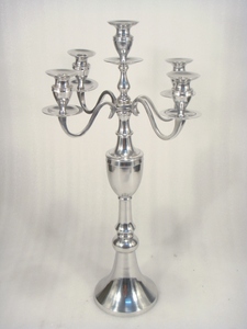 Centerpiece Set of 2 <b>Silver</b> Aluminium Candle Holder for Home Decor - Product Image 3