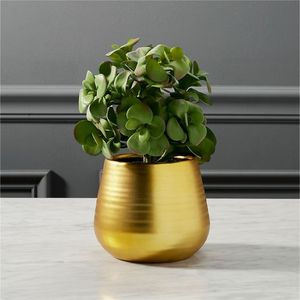 Iron Round Planter Gold Colour Indoor Home Decorative Flower Pots Container <b>for</b> Nurturing <b>Plants</b> <b>Gardening</b> Planters - Product Image 1