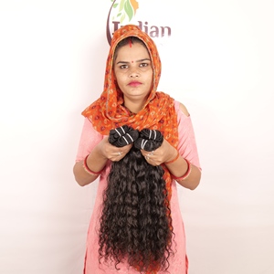 Prix de gros direct usine 100% Cheveux humains indiens en paquet Ondulation profonde Ondulation aquatique Non traités Remy Double trame cousue à la machine Doux et naturel - Product Image 2