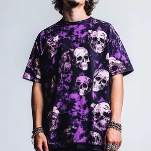 เสื้อยืดลายกราฟิกพิมพ์ลายหัวกะโหลกแบบยูนิเซ็กซ์ สไตล์ลำลองสำหรับฤดูร้อน ผ้าคอตตอนผสม ทรงปกติ - Product Image 6