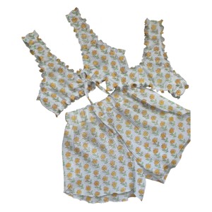 Ensemble de lingerie trois pièces, soutien-gorge, culotte et short, nuisette sexy et vêtements de nuit, 100% coton pur, imprimé, soutien-gorge, culotte et short - Product Image 4