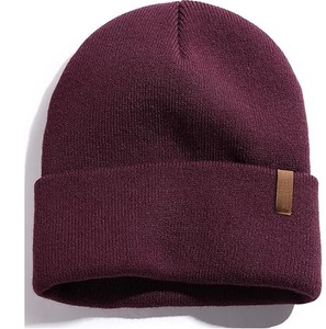Bonnets en acrylique 100% couleur marron, chauds pour l'hiver, pour la pêche, la randonnée, tricot côtelé, mélange de laine, respirant, élasticité - Product Image 1