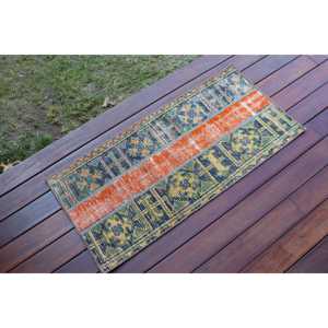 พรมวินเทจขนาด 1.4x3.1 ฟุต พรมตุรกีขนาดเล็ก พรมลายสัตว์สีส้ม - Product Image 2