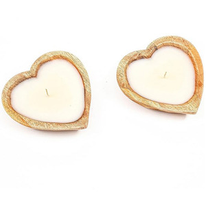 Nouvel arrivage de bol à bougie en forme de cœur en bois de manguier de qualité supérieure, 100 pièces, assiette décorative de table de mariage à la maison - Product Image 1