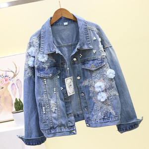 El más nuevo estilo Lady Denim Jean Jacket Ropa de mujer Botón de manga larga Chaqueta de mezclilla de gran tamaño para mujer Chaqueta de mezclilla - Product Image 3