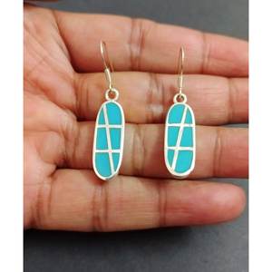 925 Sterling-Silver <b>Turquoise</b> Gemstone Fine <b>Stud</b> <b>Earrings</b> Handmade Rose Gold Design Gift for Her-Model E0754-GS - Product Image 4