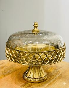 Dôme à gâteau en aluminium moulé de qualité supérieure avec couvercle en verre pour la présentation de pâtisserie à domicile, offrant une base durable et une vue claire - Product Image 4