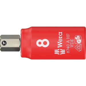 ประแจบล็อก WERA 8740 a VDE HF ขนาด 1/4 นิ้ว แบบหกเหลี่ยม 8 มม. ยาว 47 มม. - Product Image 1