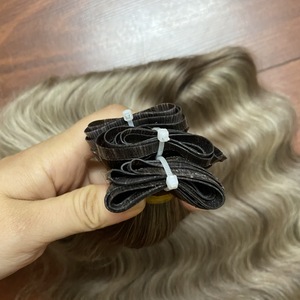 Ofertas de descuento, extensión de pelo plano de trama de pelo de color oscuro con extremo completo dibujado Doble - Product Image 2
