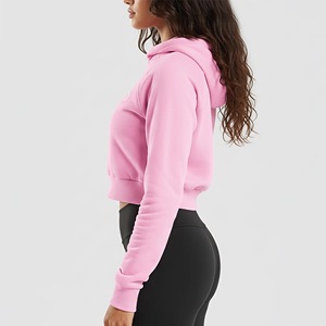 Sweat-shirts à capuche imprimés d'hiver en molleton 100% coton à grammage élevé pour femmes, style court avec logo frontal, séchage rapide, respirant, pull-over - Product Image 4