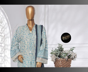 Ssumaira Collection Chikenkari Juego de 3 piezas Shalwar & Dupatta con estampado elegante Lawn Party Wear Marca BINSAEED - Product Image 1