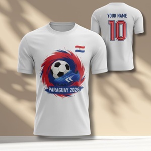 Maglia da Tifoso Paraguay WC 2026, T-Shirt Rossa Bianca e Blu con Grafica Calcistica, Orgoglio Sudamericano, Maglietta Promozionale per il Giorno della Partita - Product Image 2