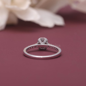 IGI Certified Lab Grown <b>Emerald</b> Cut Diamond Halo Engagement <b>Ring</b> Solid 925 Sterling <b>Silver</b> Hidden Halo Diamond <b>Ring</b> - Product Image 4