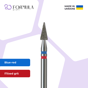 หัวเจียรเพชรทรงกรวยขนาด 3.0 มม. สีน้ำเงิน+แดง สำหรับดูแลหนังกำพร้าและร่องเล็บ - Product Image 1