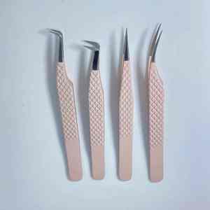 Logotipo personalizado etiqueta privada fibra de acero inoxidable y puntas de diamante pinzas para pestañas al por mayor herramientas para pestañas injertadas pinzas de extensión - Product Image 1