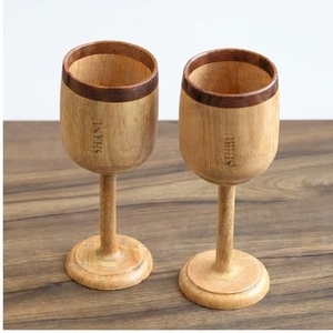 Verres à vin en bois de manguier, écologiques, lot de 2, faits à la main, design minimaliste, pour vin rouge, cocktail, pied moyen - Product Image 3
