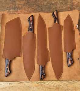 Cuchillo de cocina de hoja de acero de Damasco hecho a mano personalizado, 5 uds., nuevo juego de cuchillos de Damasco japoneses clásicos con Kit de cuero - Product Image 6