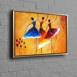 Elegante decoración de pared con diseño de bailarina, lienzo impreso con arte de danza moderna, 1 pieza con marco dorado - Product Image 1