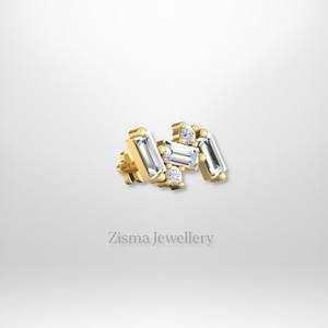 Premium Baguette Cluster Diamant Boucles D'oreilles 14K Plaqué Or Diamants Naturels Lobe Piercing Bijoux GIA Certifié Femmes - Product Image 5