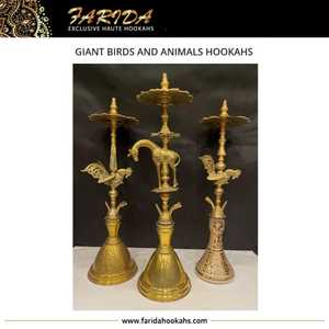 2025 nueva llegada de lujo de latón macizo pájaros gigantes animales pipas de agua diseño único portátil vidrio Shisha conjunto de alta calidad al por mayor - Product Image 4