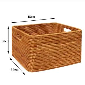 Cesta de Almacenamiento de Bambú y Ratán Hecha a Mano con Tapa, Forro de Lona y Asas, Cesta de Lavandería de Ratán para Hotel, Estilo Vintage - Product Image 1