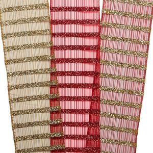 Ruban gros-grain rayé holographique floral solide avec fil transparent pour emballage cadeau de Noël et d'anniversaire, organza métallique scintillant - Product Image 3