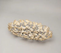 Bol en métal fait main en forme de feuille de Ginkgo, plat décoratif sculpté d'inspiration orientale, idéal pour offrir en cadeau