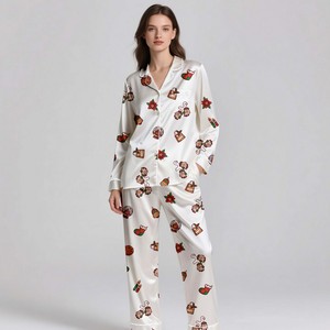 Conjunto de Pijama de Seda Satén de Lujo, Transpirable, con Estampado Digital, para Adultos, Suave y Cómodo, Ropa de Dormir para Primavera/Verano, Personalizable - Product Image 5