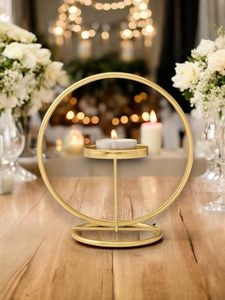 Support de bougie chauffe-plat rond en métal, support de bougie pilier, bougeoir décoratif, décoration de réception de mariage - Product Image 3