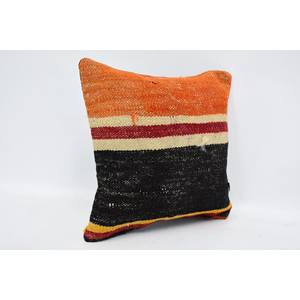 หมอนผ้าขนแกะถักทอลายวินเทจสีส้มขนาด12X12นิ้ว - Product Image 3