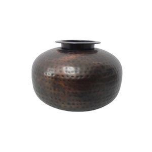 Florero martillado de hierro decorativo de metal, maceta de color marrón oscuro para decoración de jardín, hecho a mano a granel - Product Image 5