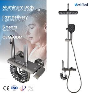 Bộ hệ thống vòi sen tắm gắn tường màu xám súng, bộ vòi sen mưa, bộ vòi sen tắm - Product Image 1