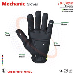 Guantes de mecánico de seguridad de cuero sintético de alta visibilidad Guantes DE TRABAJO resistentes sin forro Reflector Piping Mechanikerhandschuhe - Product Image 2