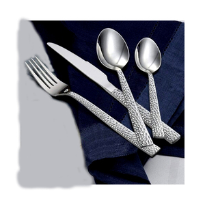 Juego de cubiertos chapados en plata de acero inoxidable con aspecto único de oro real Juego de cubiertos modernos anudados en el medio - Product Image 2