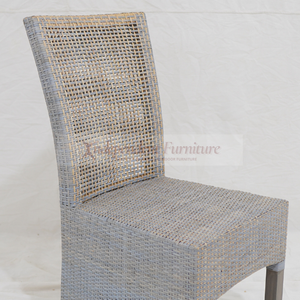 Chaise de salle à manger grise en rotin et bois pour la maison, la restauration, les hôtels, les cafés, les centres de villégiature et les projets de villas – Vente en gros - Product Image 2
