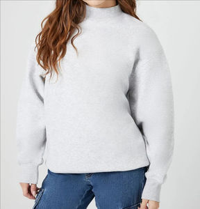 Sudadera gruesa de gran tamaño para mujer, hombros caídos, manga larga, cuello simulado, sudadera femenina - Product Image 5