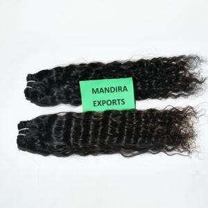Vente de gros Extensions de cheveux humains du temple indien alignés sur les cuticules vierges Remy Double trame bouclée avec styles droits et ondulés - Product Image 2