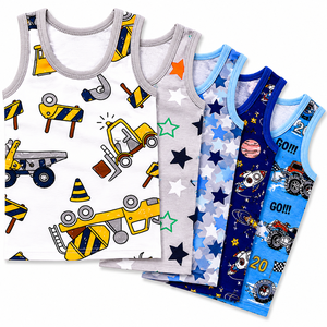 Débardeur décontracté en coton pour enfants, sans manches, imprimé dessin animé, respirant, tricoté, doux et léger pour l'été, usage quotidien - Product Image 1