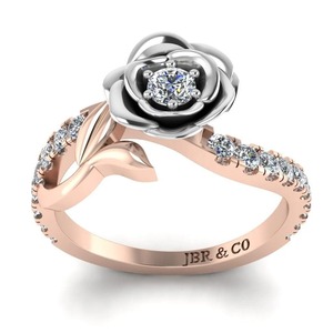 Anillo de compromiso de diseño de flor de Plata de Ley 925 chapado en oro rosa de diamante redondo de lujo para mujer anillo de promesa al precio más bajo - Product Image 3