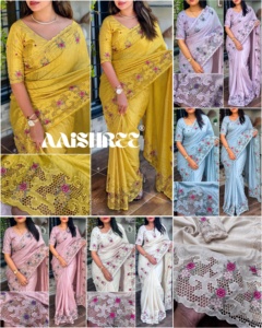 Nouvelle dernière collection tendance robe Tusser coton Saree Blouse avec broderie multi-fils et Cutwork & Boaring Work à vendre - Product Image 6