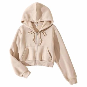 Women <b>Cropped</b> Hoodie Sweatshirt <b>zip</b> <b>up</b> Long Sleeve Drawstring Hooded Crop with Pockets - Product Image 1