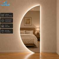 Espejo de Baño LED Inteligente con Atenuación Táctil, Espejo de Pared Impermeable con Retroiluminación de Media Luna Irregular