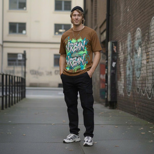 Camiseta de Manga Corta con Cuello Redondo para Hombre, Estilo Urbano Ecológico, Diseño Gráfico, Tejido de Algodón Lavado - Product Image 4