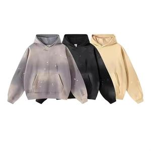 Sweats à capuche vieillis 100% coton pour hommes brodés rue taille XL surdimensionné en vrac hiver couleur unie sweats à capuche vierges - Product Image 4