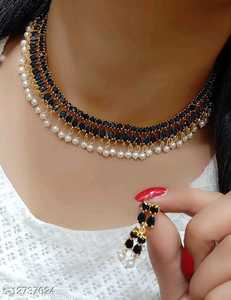 Conjunto de collar nupcial indio de alta calidad chapado en oro Polki AD CZ estilo de hilo etéreo para boda de mujer circón de latón principal - Product Image 3