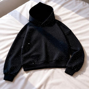 Sudaderas con Capucha y Cremallera con Pedrería al por Mayor, con Pedrería Brillante, Estilo Urbano, Fabricante OEM - Product Image 3
