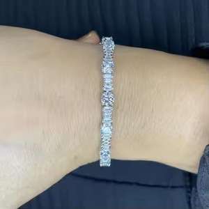 Pulsera DE TENIS VVS de moissanita de plata de ley 925, Diamantes de corte redondo, estilo moderno chapado en rodio para fiestas y bodas - Product Image 6